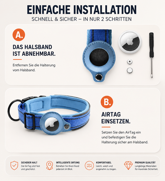Premium AirTag Hundehalsband