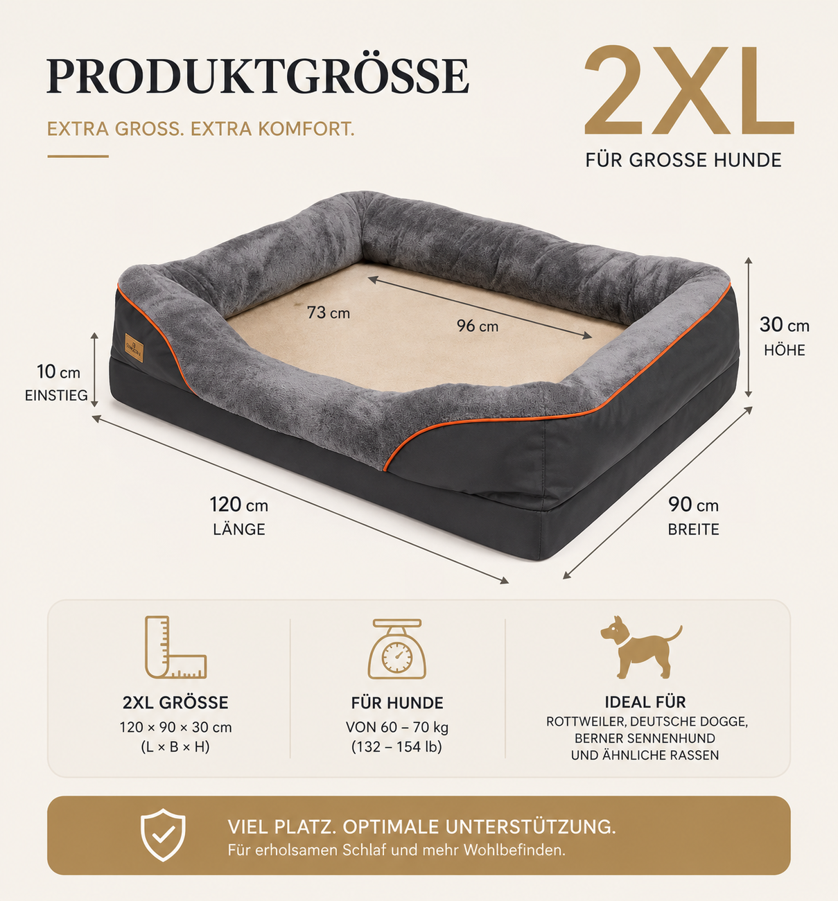 Luxura™ Orthopädisches Jumbo-Hundebett aus Memory-Schaum