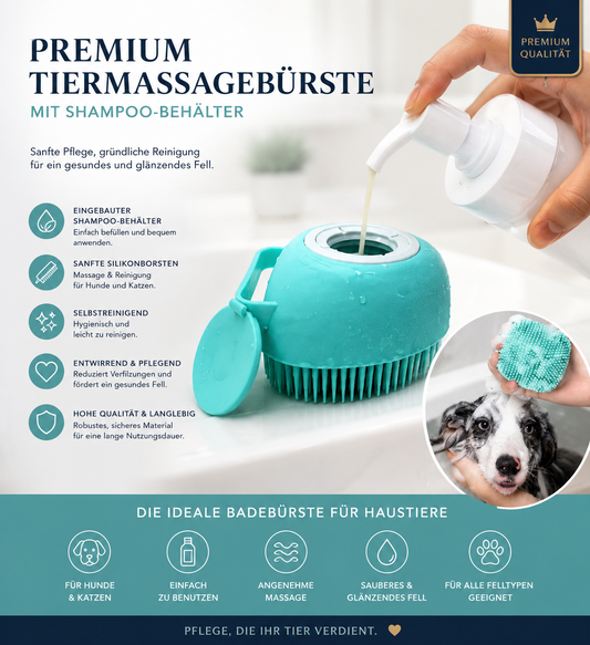 Premium Haustier-Badebürste mit integriertem Shampoo-Reservoir