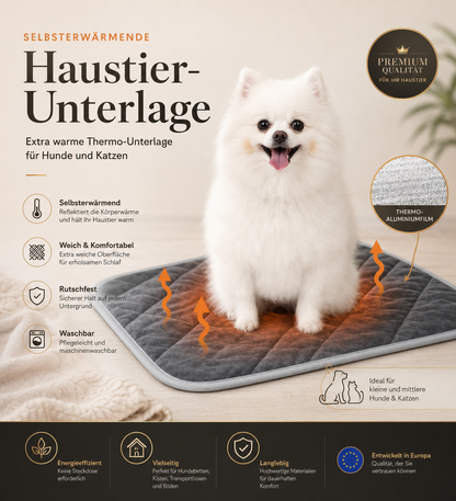 Selbstwärmende Premium-Haustierunterlage für Hunde & Katzen