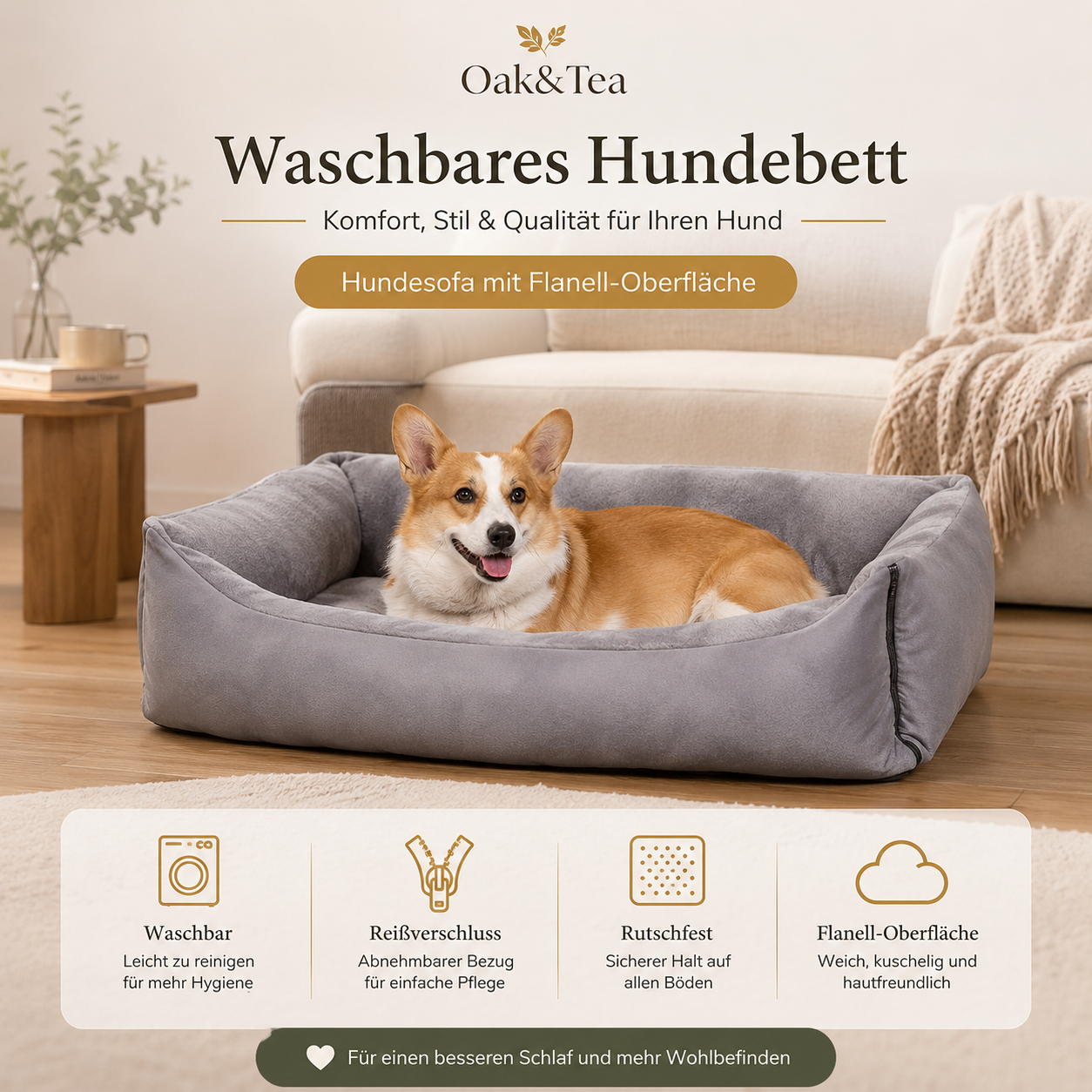 Oak&Tea® 4-in-1 Hundesofa & Hundebett