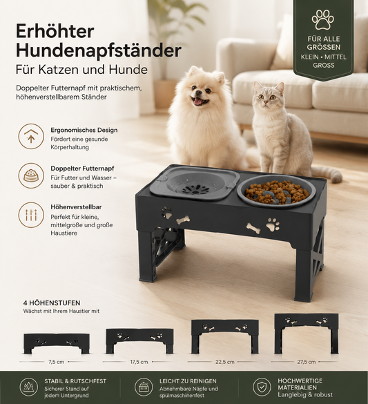 Premium Höhenverstellbarer Hundenapfständer