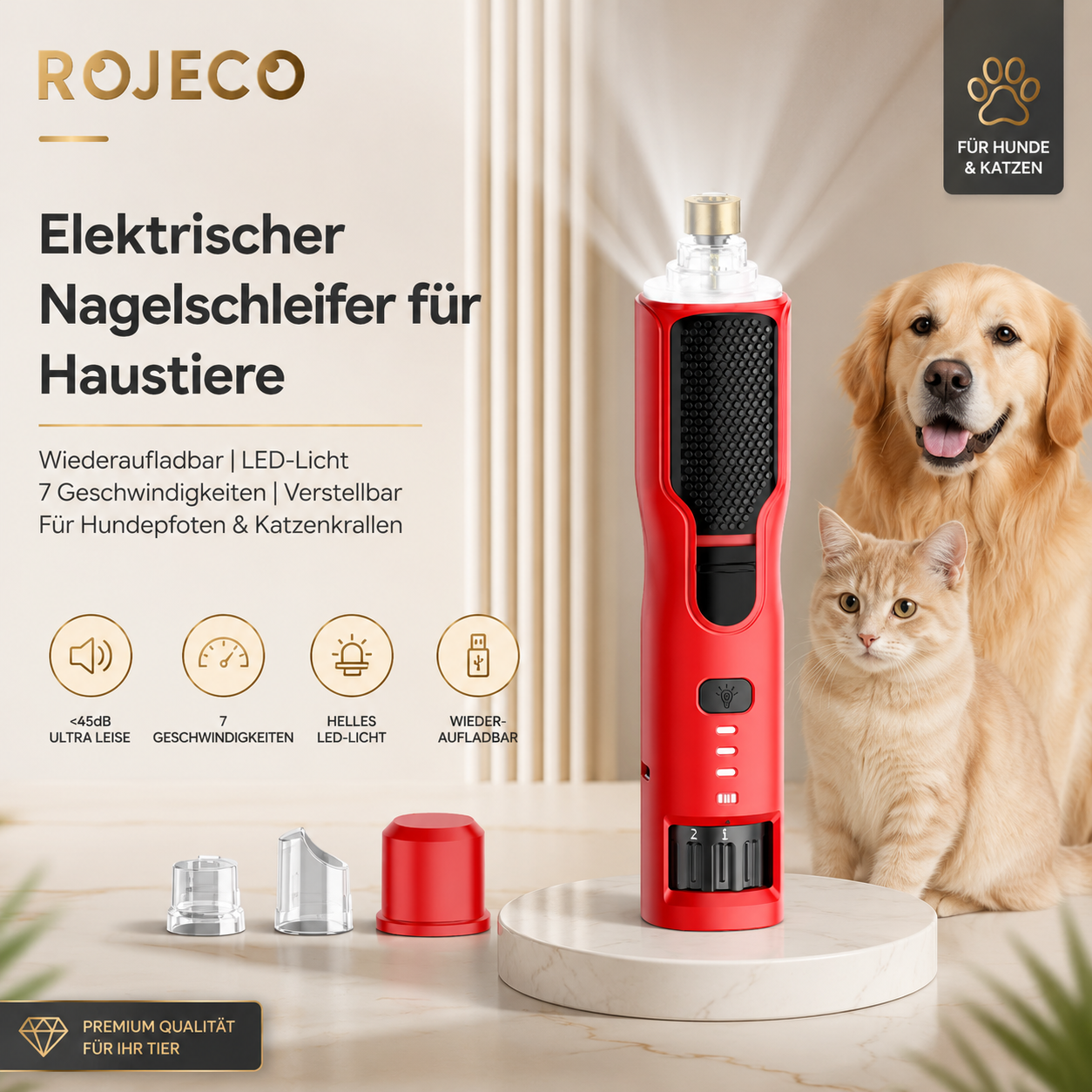 ROJECO Premium Elektrischer Krallenschleifer