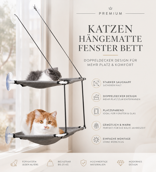 Premium Fenster-Hängematte für Katzen