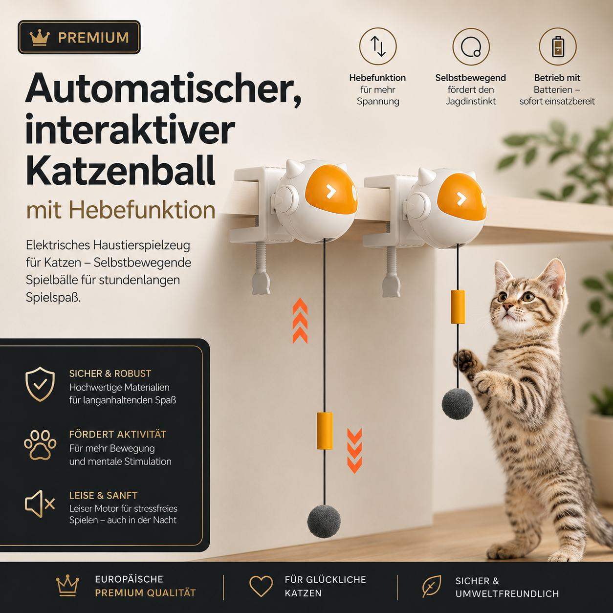 Interaktiver Katzenball mit Hebefunktion