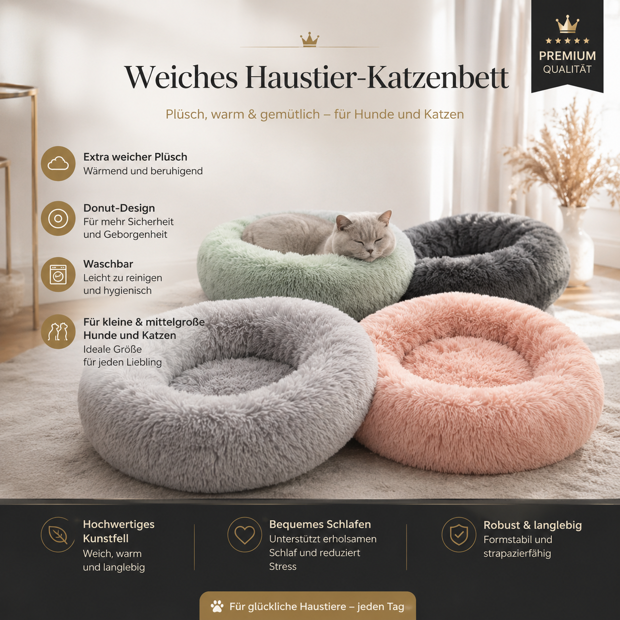 Luxus Donut-Haustierbett