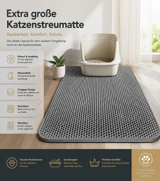 Premium Katzenstreumatte XL – 2-lagig & Wasserdicht