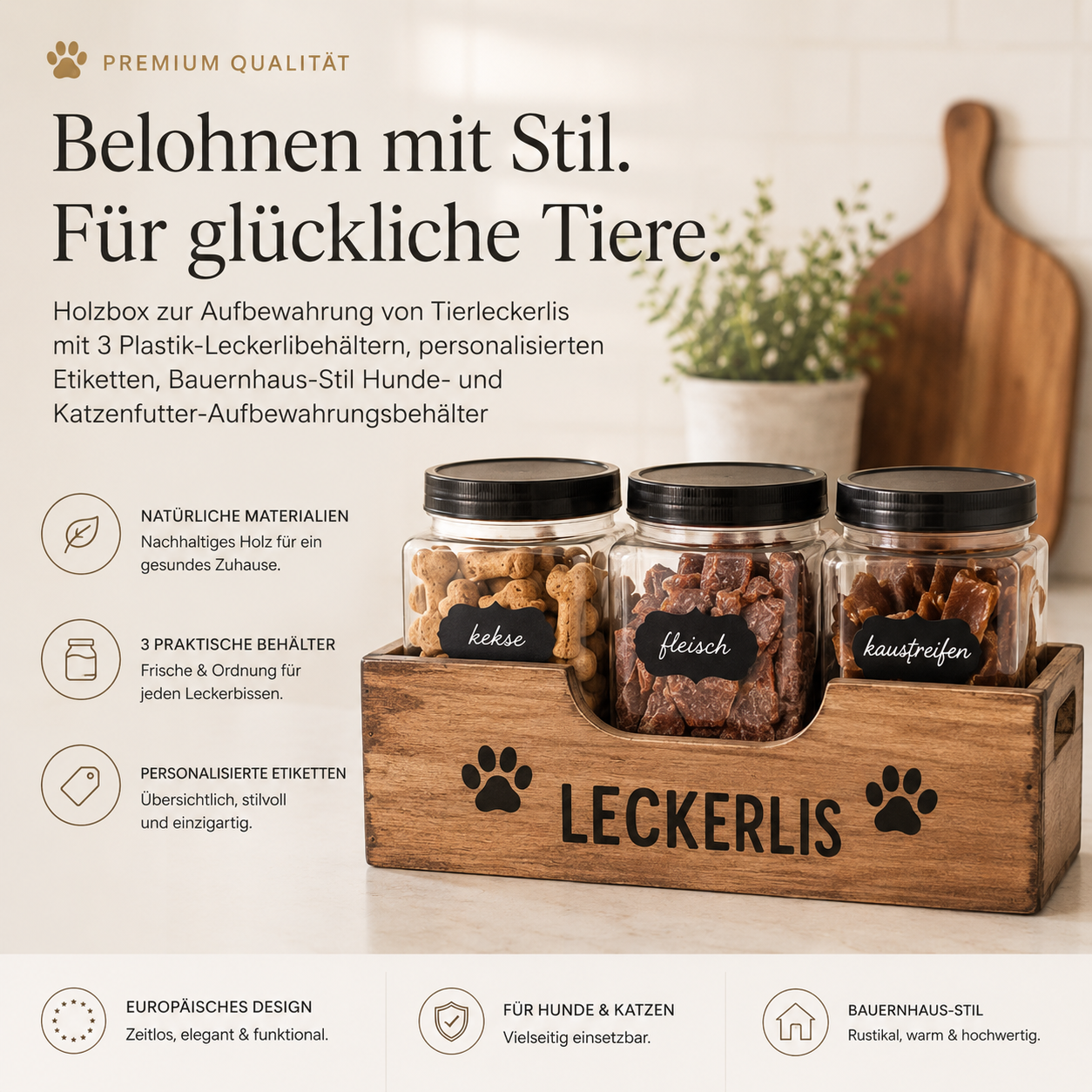 Premium Leckerli Box – 3er Aufbewahrungsset