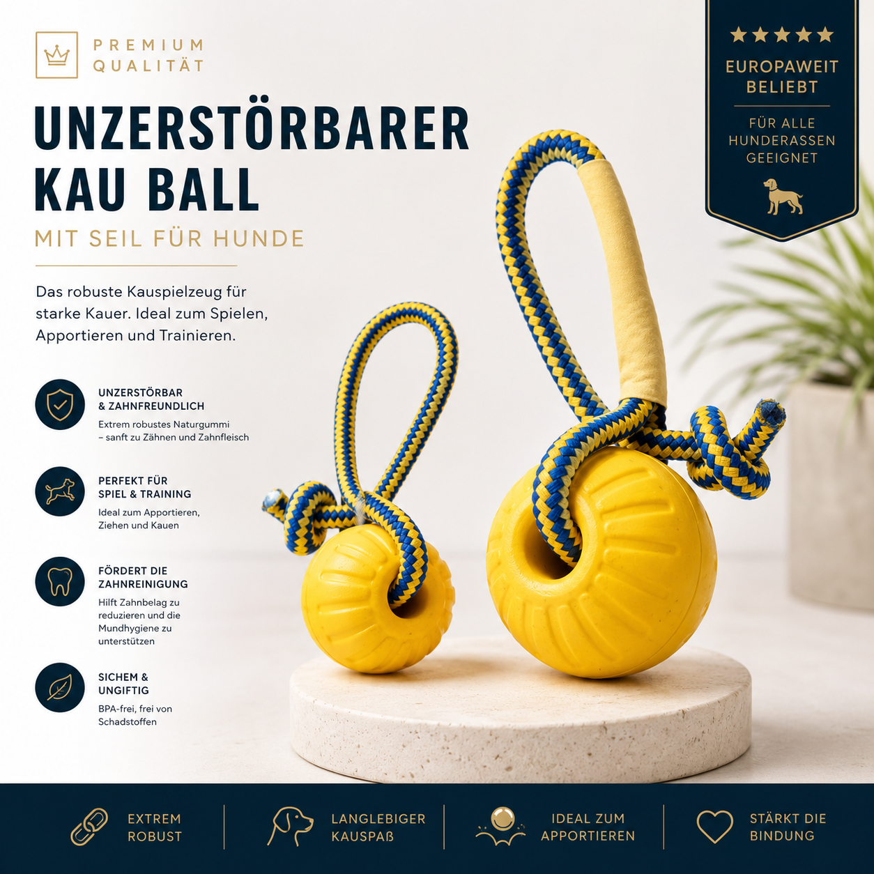 Hundeball mit Seil