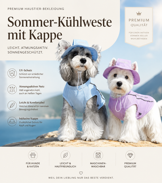 Kühlweste mit UV-Schutz & Sonnenkappe