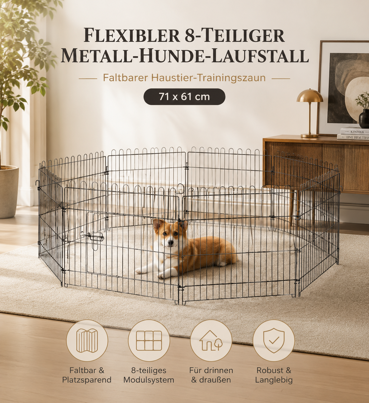 Premium Metall-Hunde-Laufstall