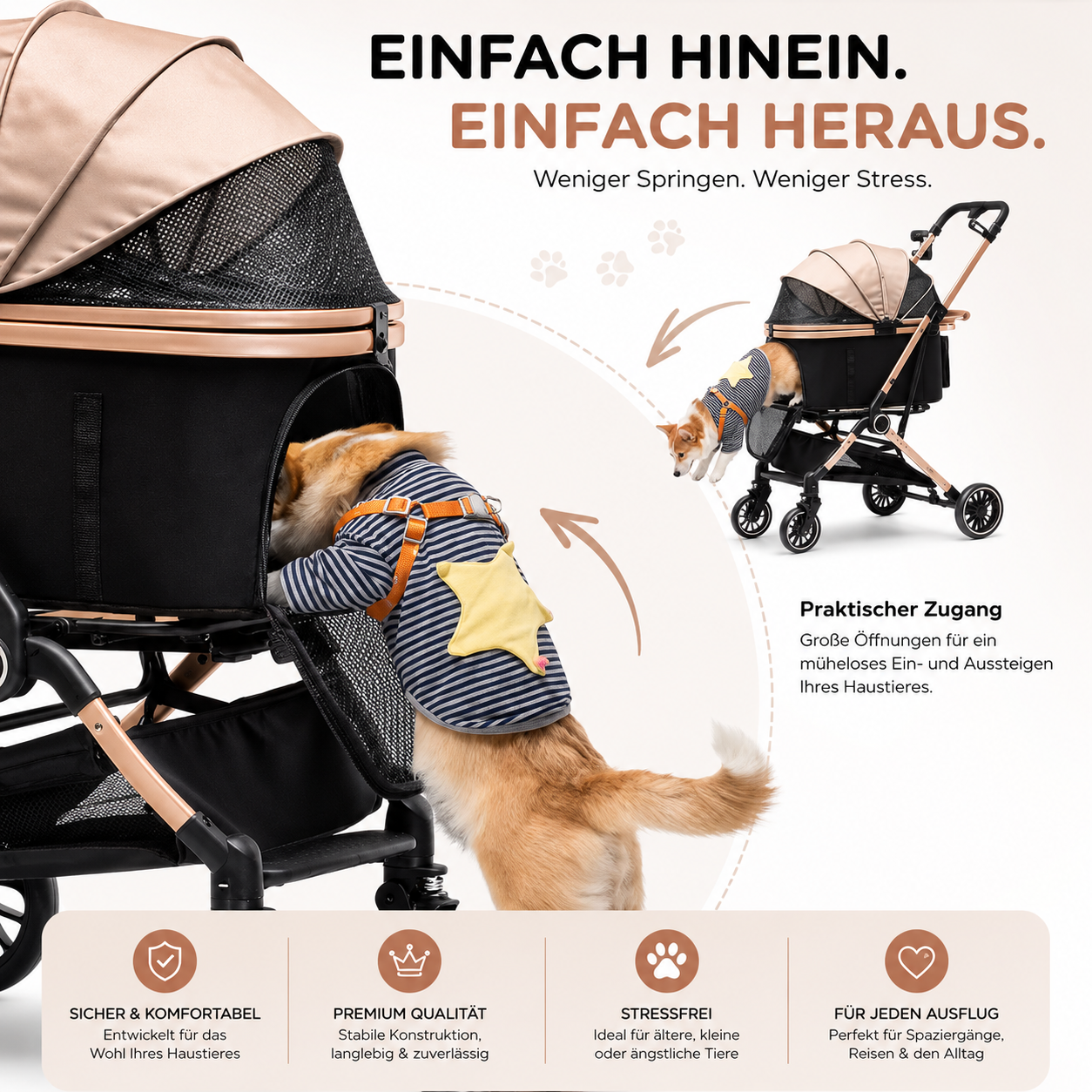 Luxus Hundebuggy 4-in-1