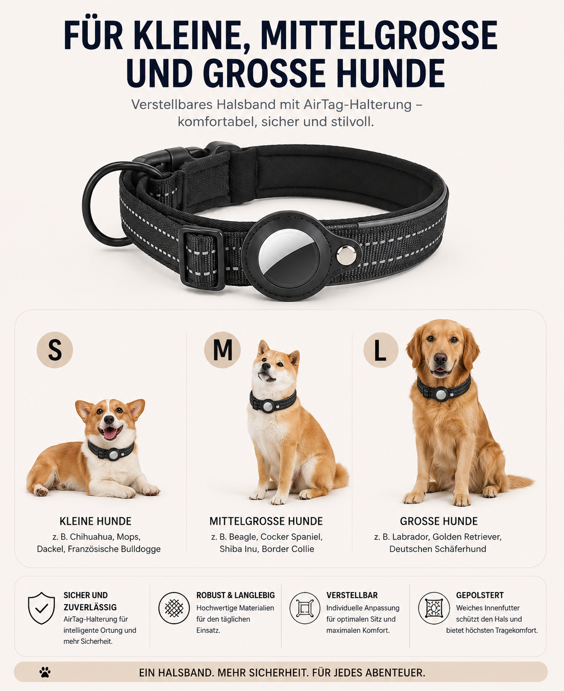 Premium AirTag Hundehalsband