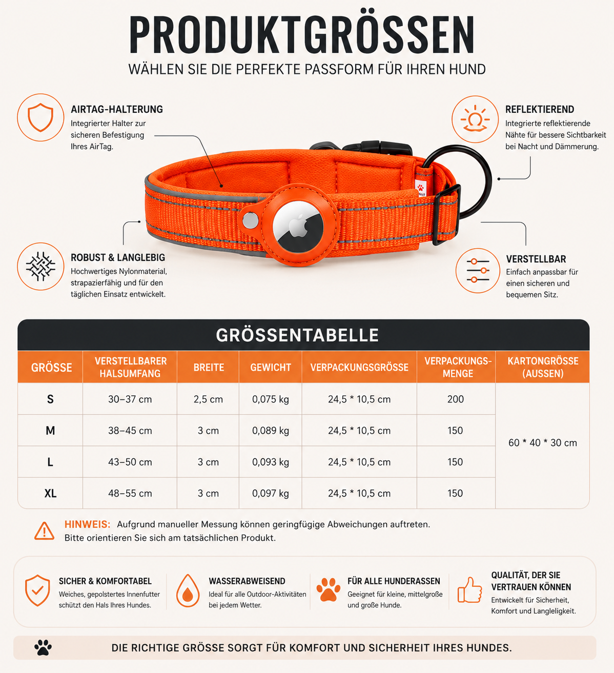 Premium AirTag Hundehalsband