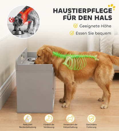 PawHut Premium Futterstation mit Stauraum
