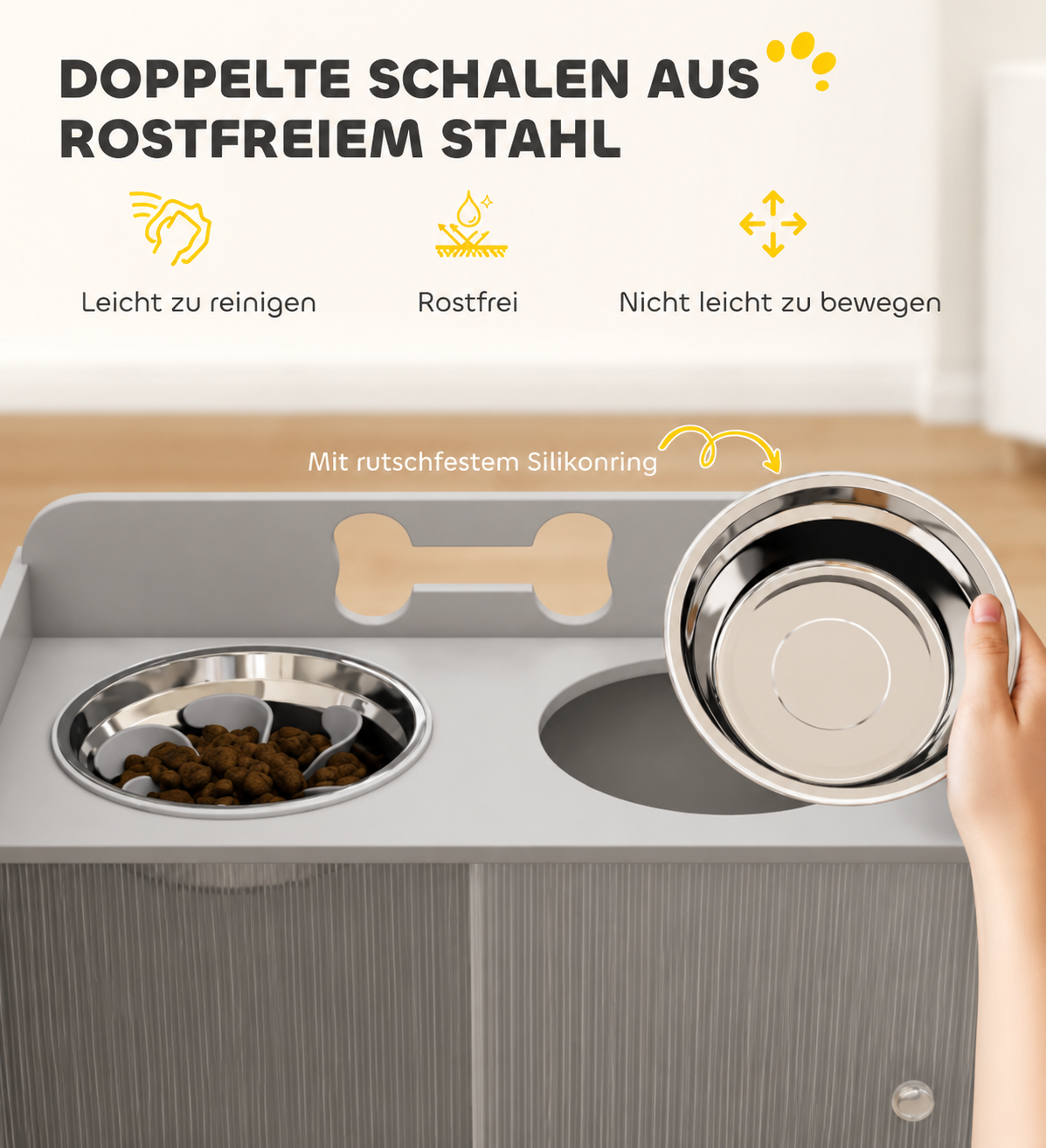 PawHut Premium Futterstation mit Stauraum