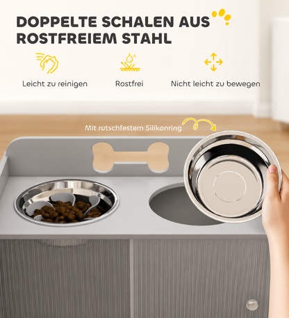 PawHut Premium Futterstation mit Stauraum