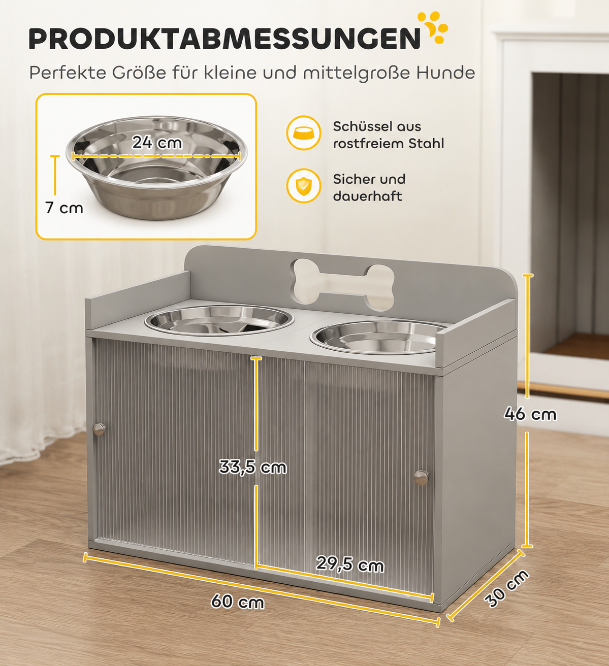 PawHut Premium Futterstation mit Stauraum