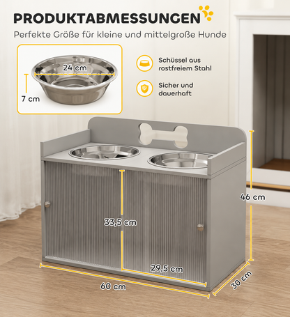 PawHut Premium Futterstation mit Stauraum