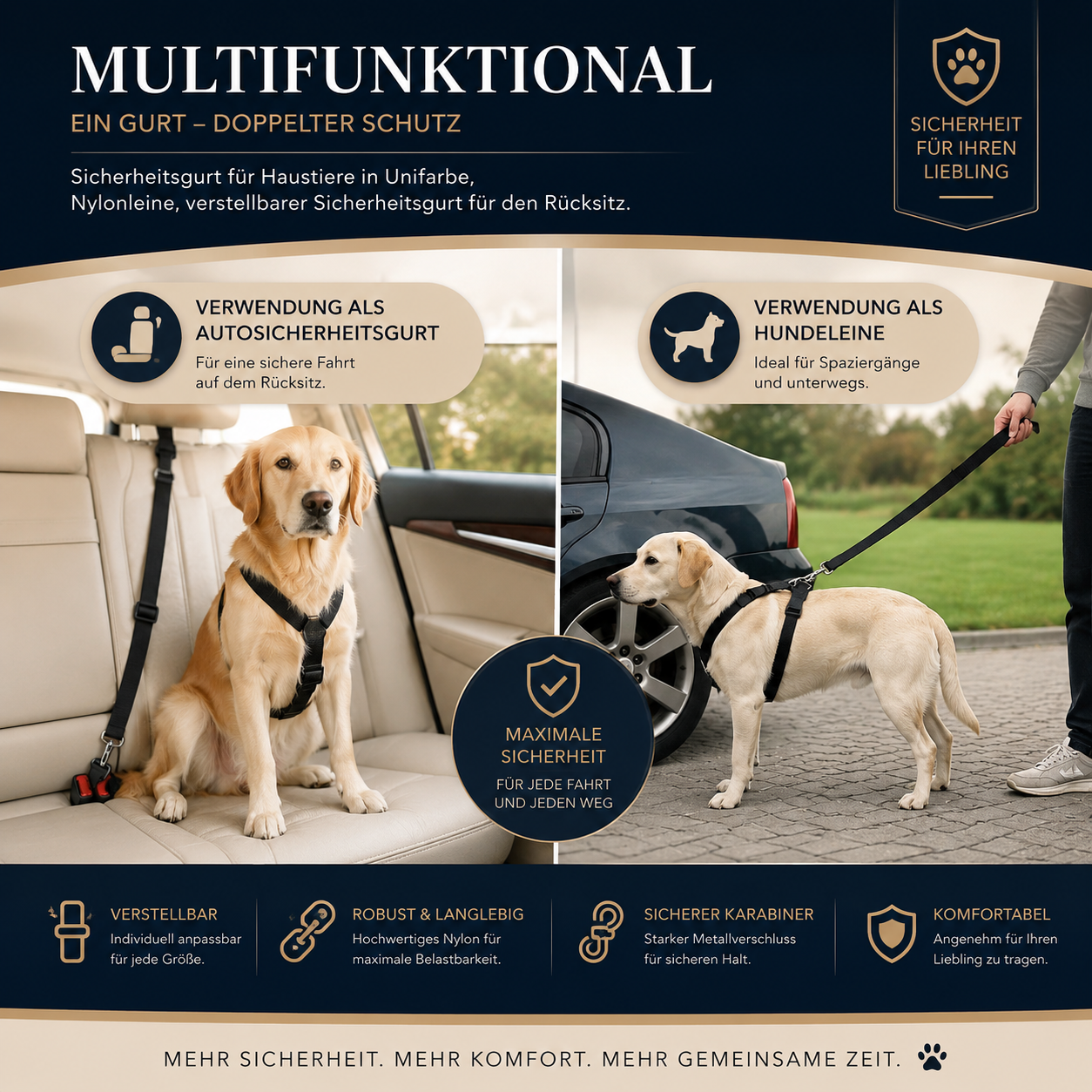 Premium Hunde-Sicherheitsgurt – Sicher & Verstellbar