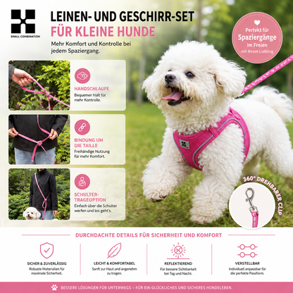 Premium Geschirr- & Leinen-Set für kleine Hunde