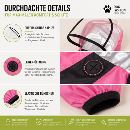 Premium Hunde-Regenmantel mit Transparenter Kapuze