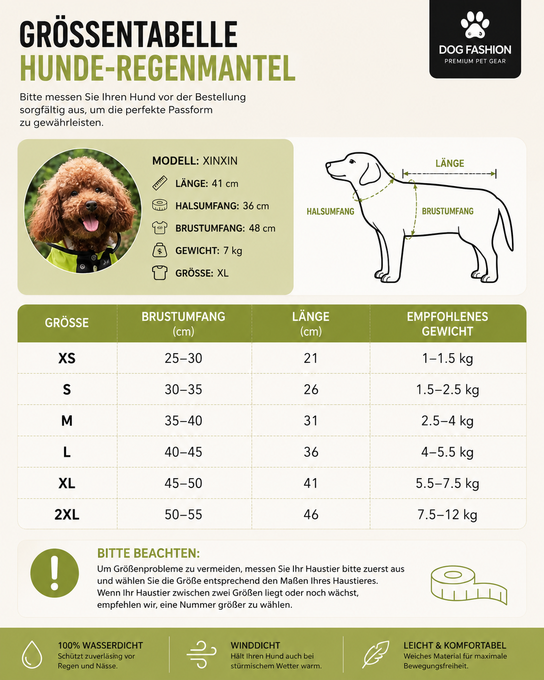 Premium Hunde-Regenmantel mit Transparenter Kapuze