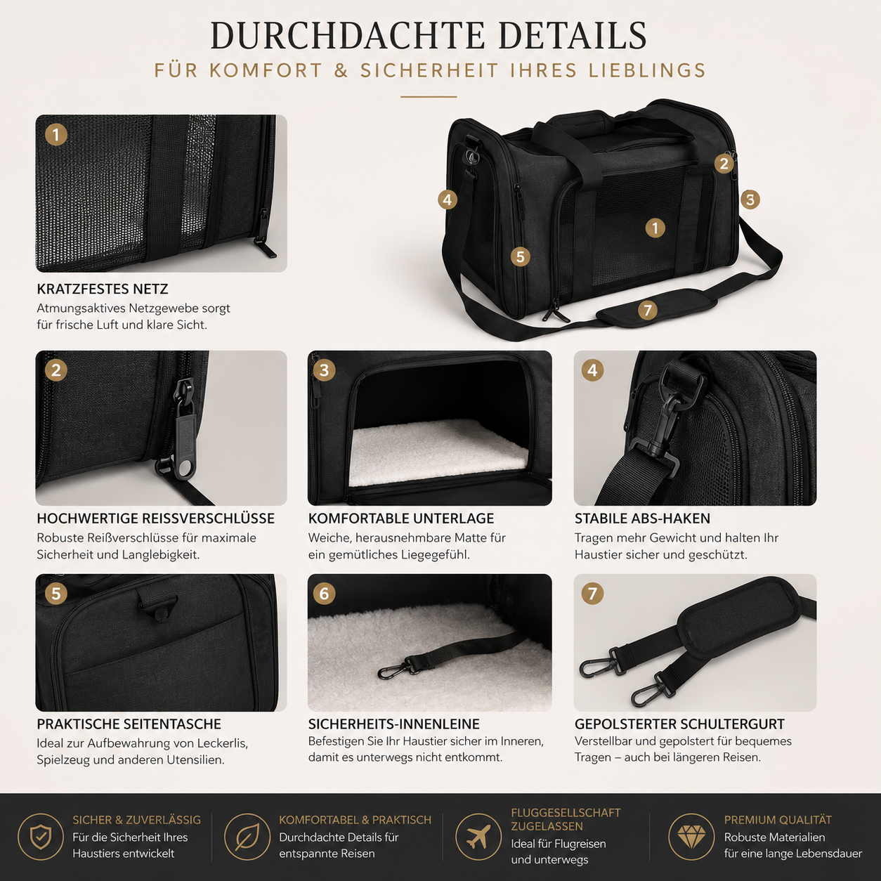 Premium Hundetragetasche für Hunde & Katzen
