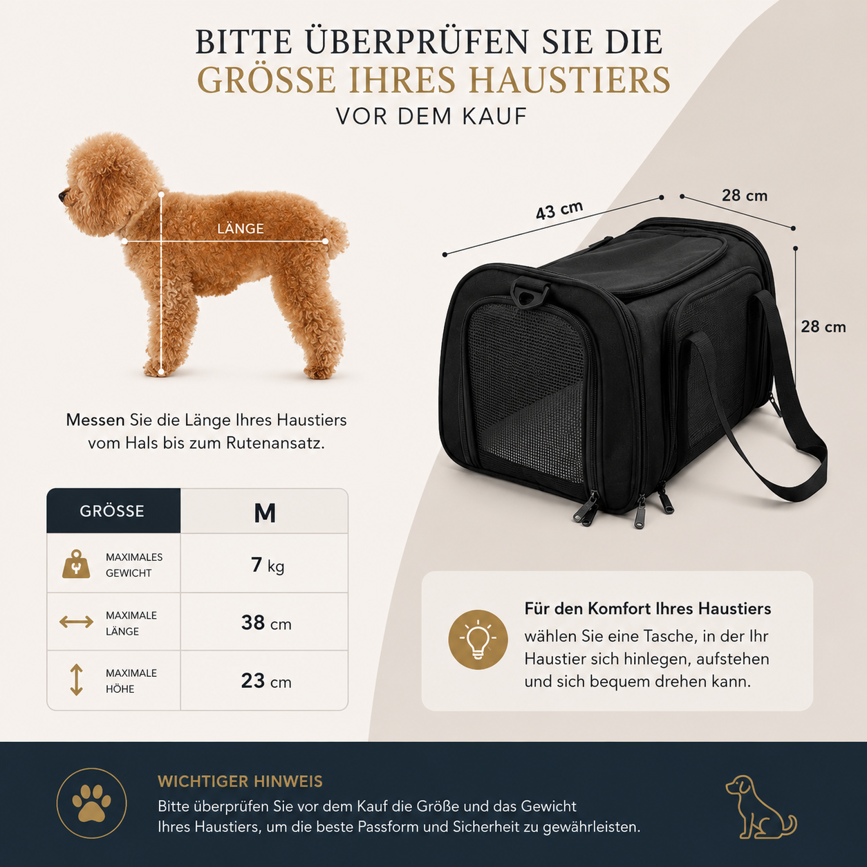 Premium Hundetragetasche für Hunde & Katzen