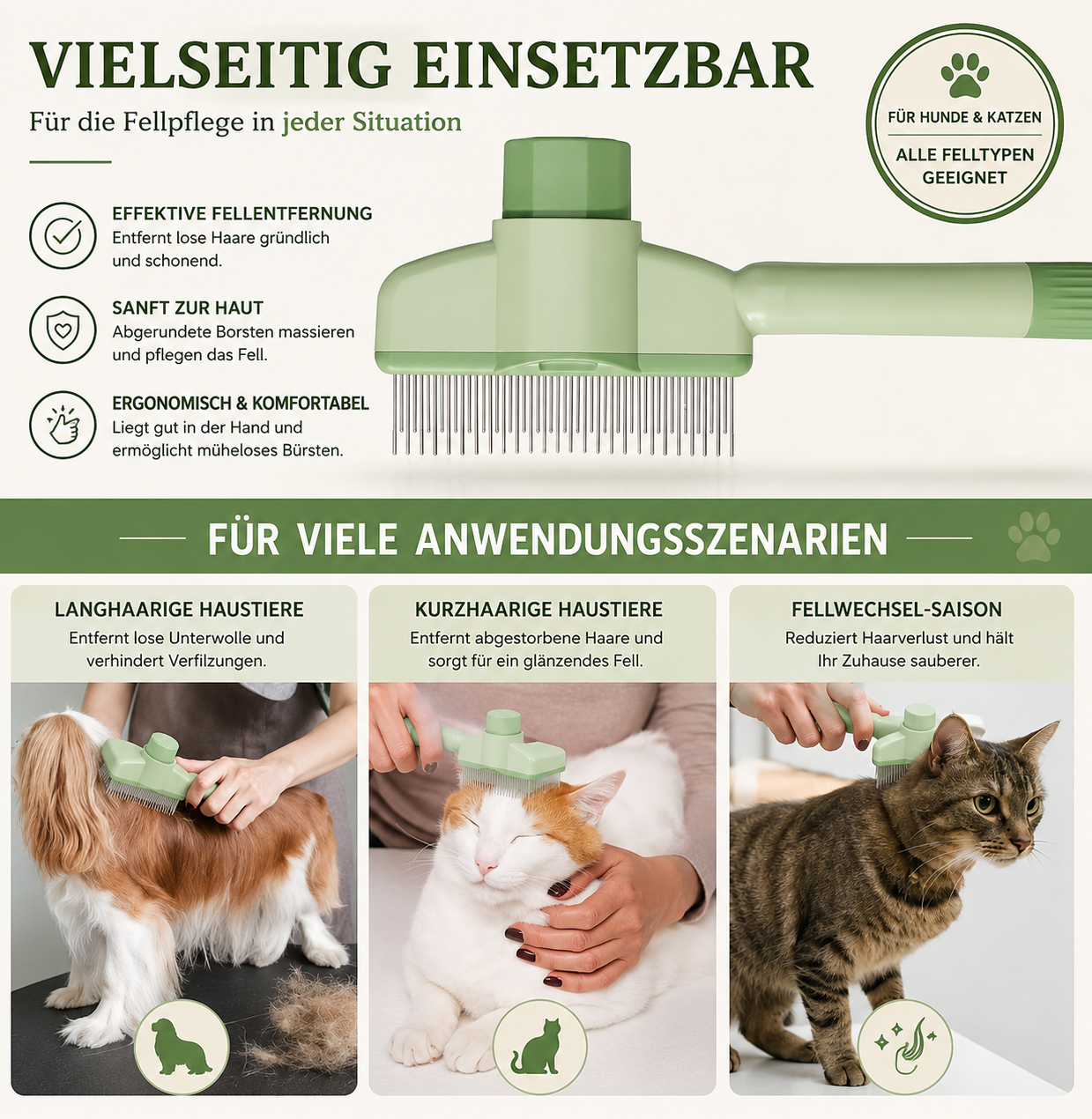 Selbstreinigende Premium-Hundebürste