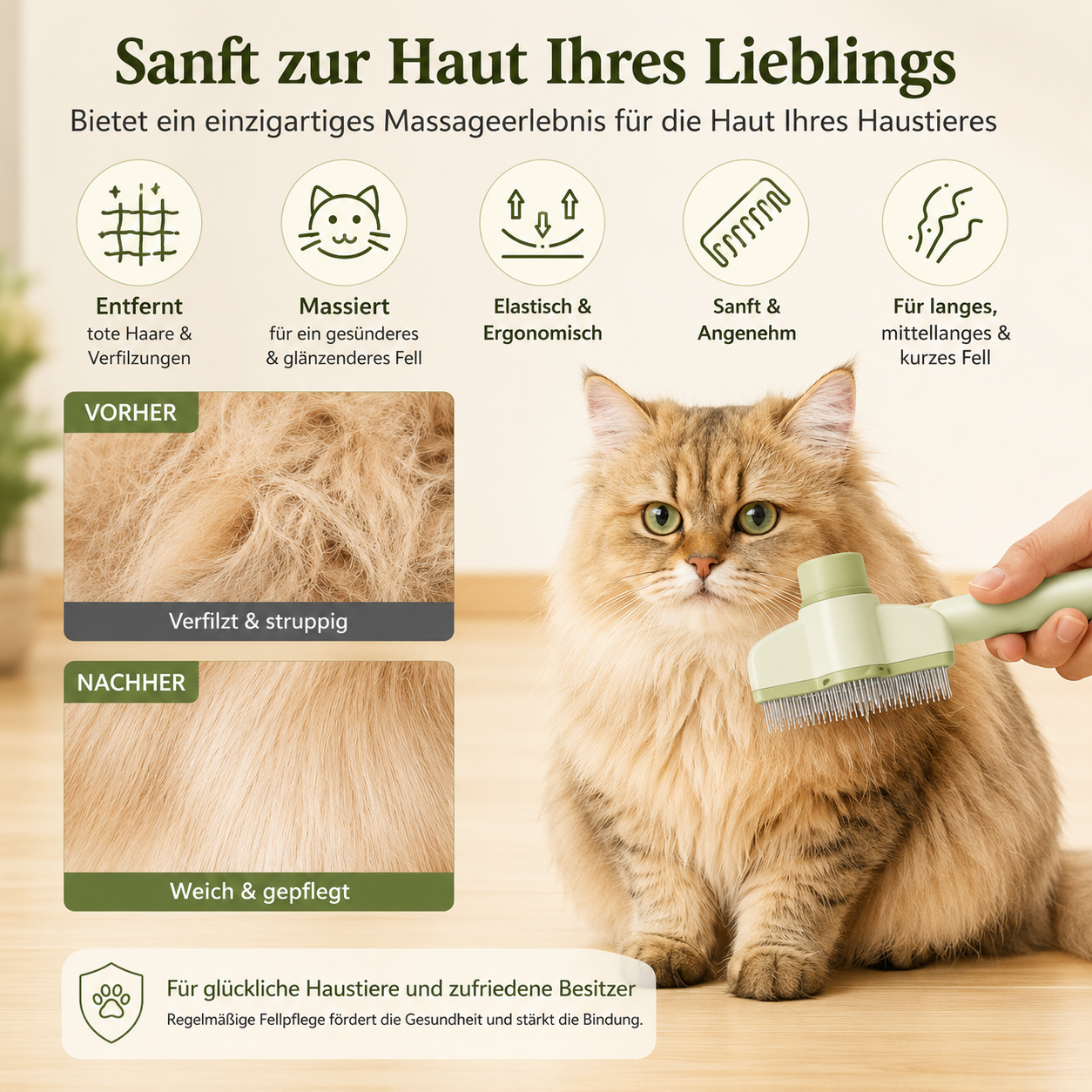 Selbstreinigende Premium-Hundebürste