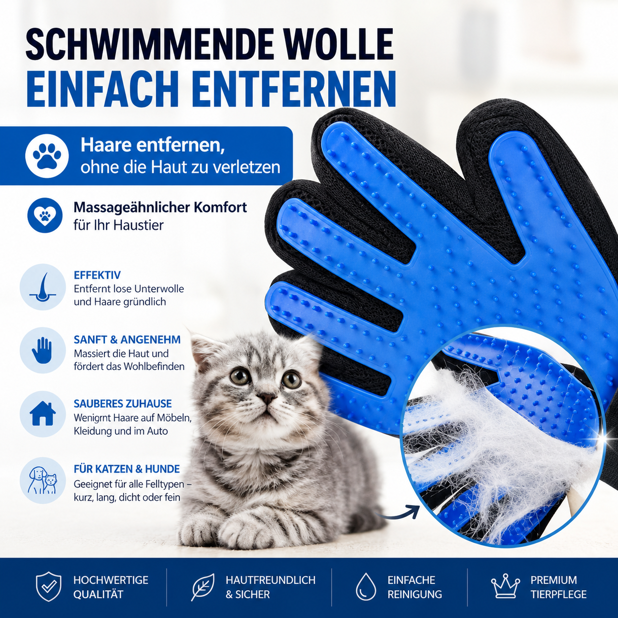 Premium Tierhaar-Pflegehandschuh