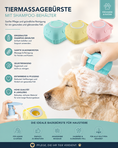 Premium Haustier-Badebürste mit integriertem Shampoo-Reservoir