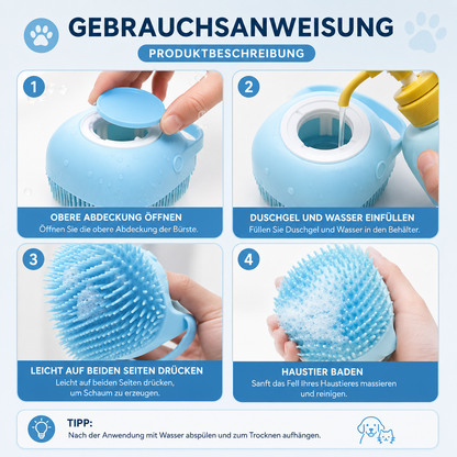 Premium Haustier-Badebürste mit integriertem Shampoo-Reservoir
