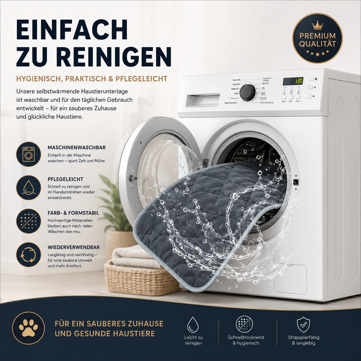 Selbstwärmende Premium-Haustierunterlage für Hunde & Katzen