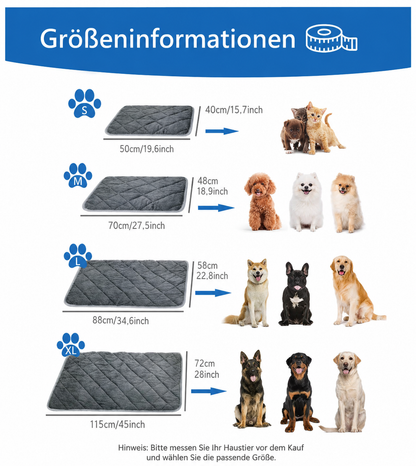 Selbstwärmende Premium-Haustierunterlage für Hunde & Katzen