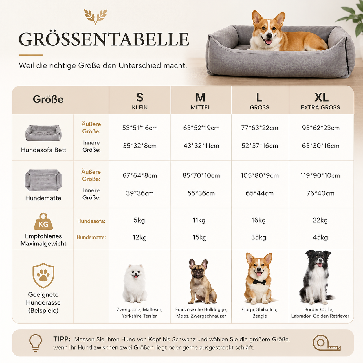 Oak&Tea® 4-in-1 Hundesofa & Hundebett