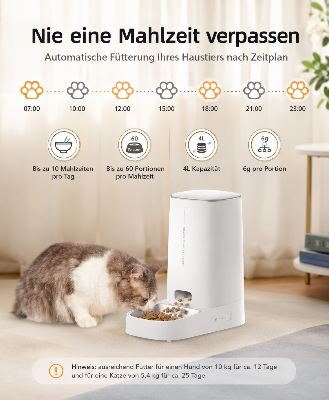 ROJECO Smart Futterautomat 4L WLAN