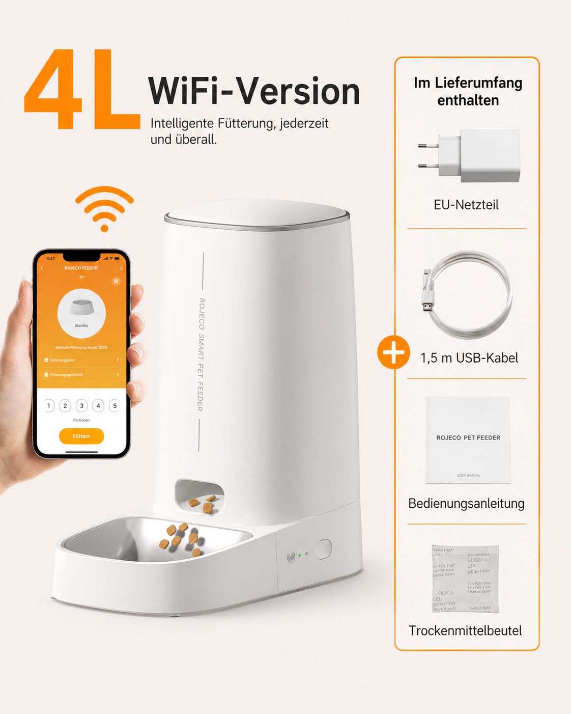 ROJECO Smart Futterautomat 4L WLAN