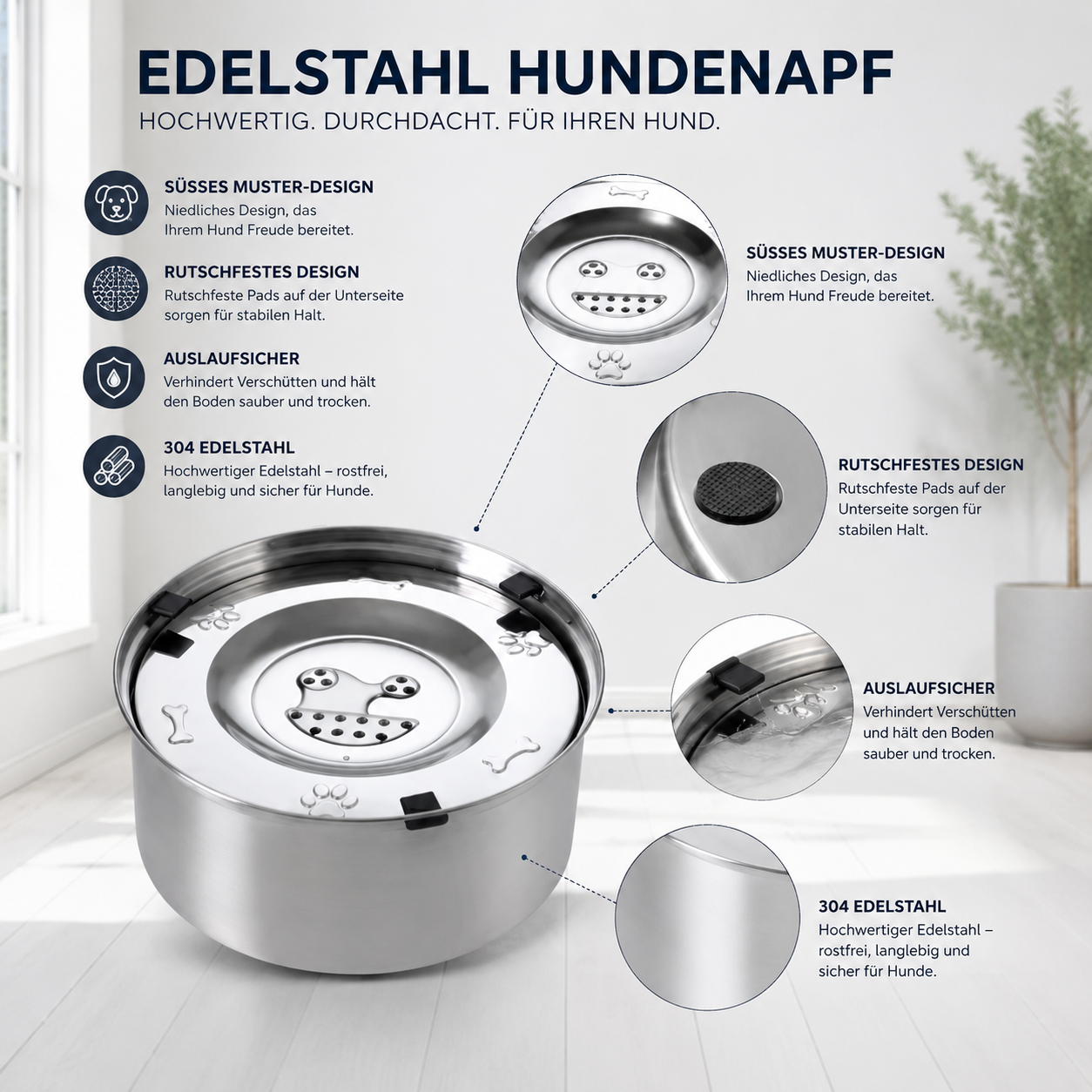 HydroFlow Edelstahl-Hundenapf