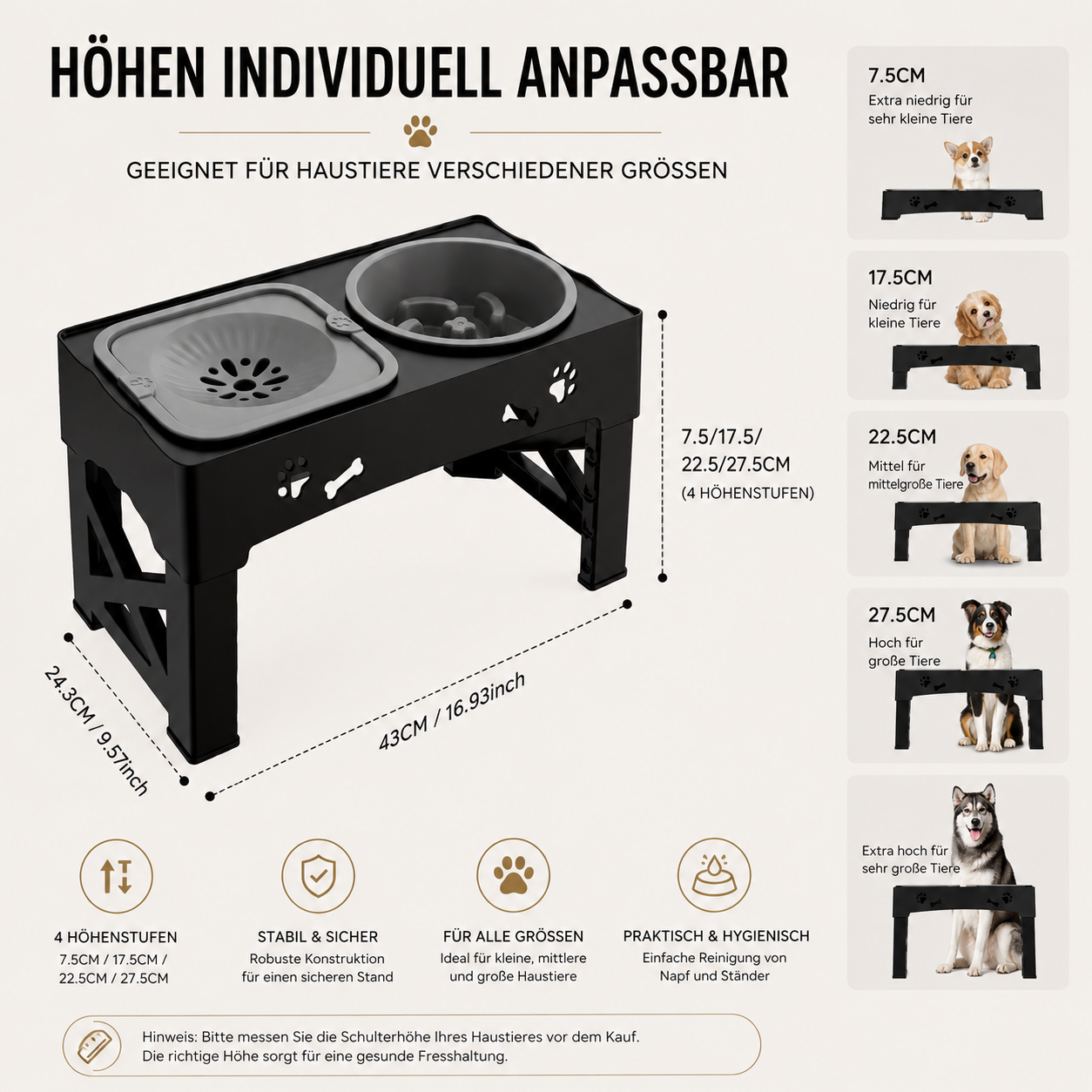 Premium Höhenverstellbarer Hundenapfständer