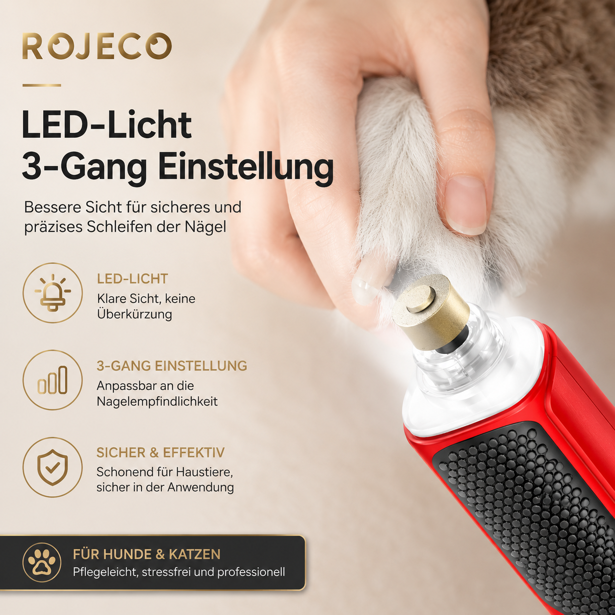 ROJECO Premium Elektrischer Krallenschleifer