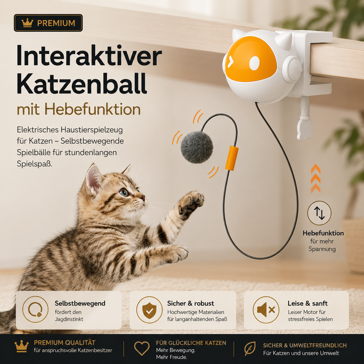 Interaktiver Katzenball mit Hebefunktion