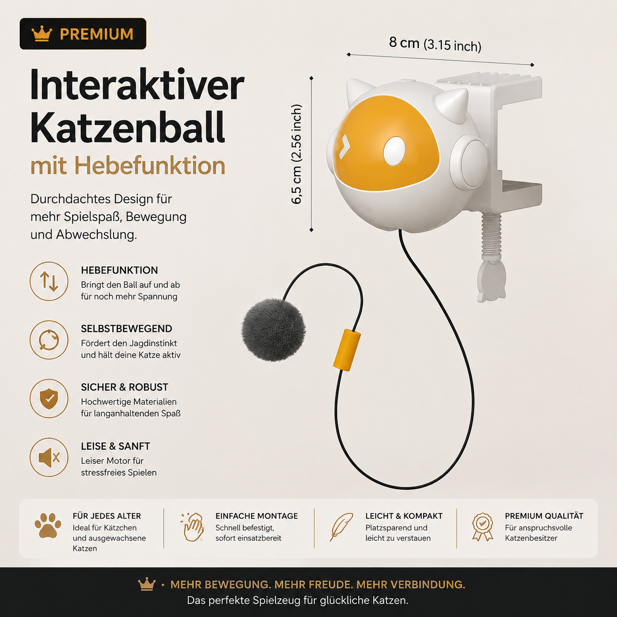 Interaktiver Katzenball mit Hebefunktion