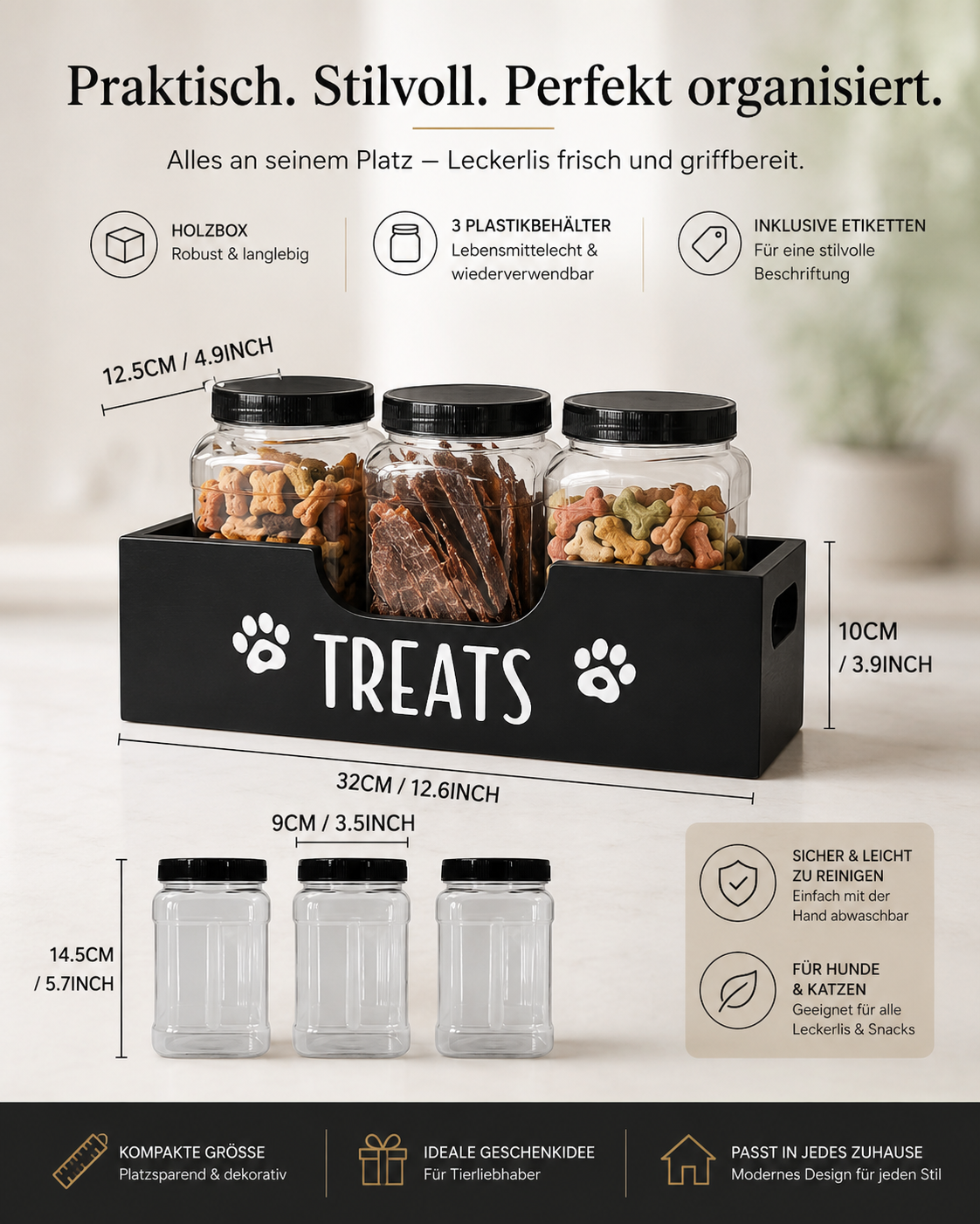 Premium Leckerli Box – 3er Aufbewahrungsset