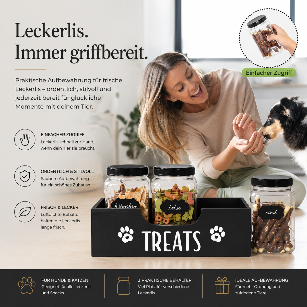 Premium Leckerli Box – 3er Aufbewahrungsset