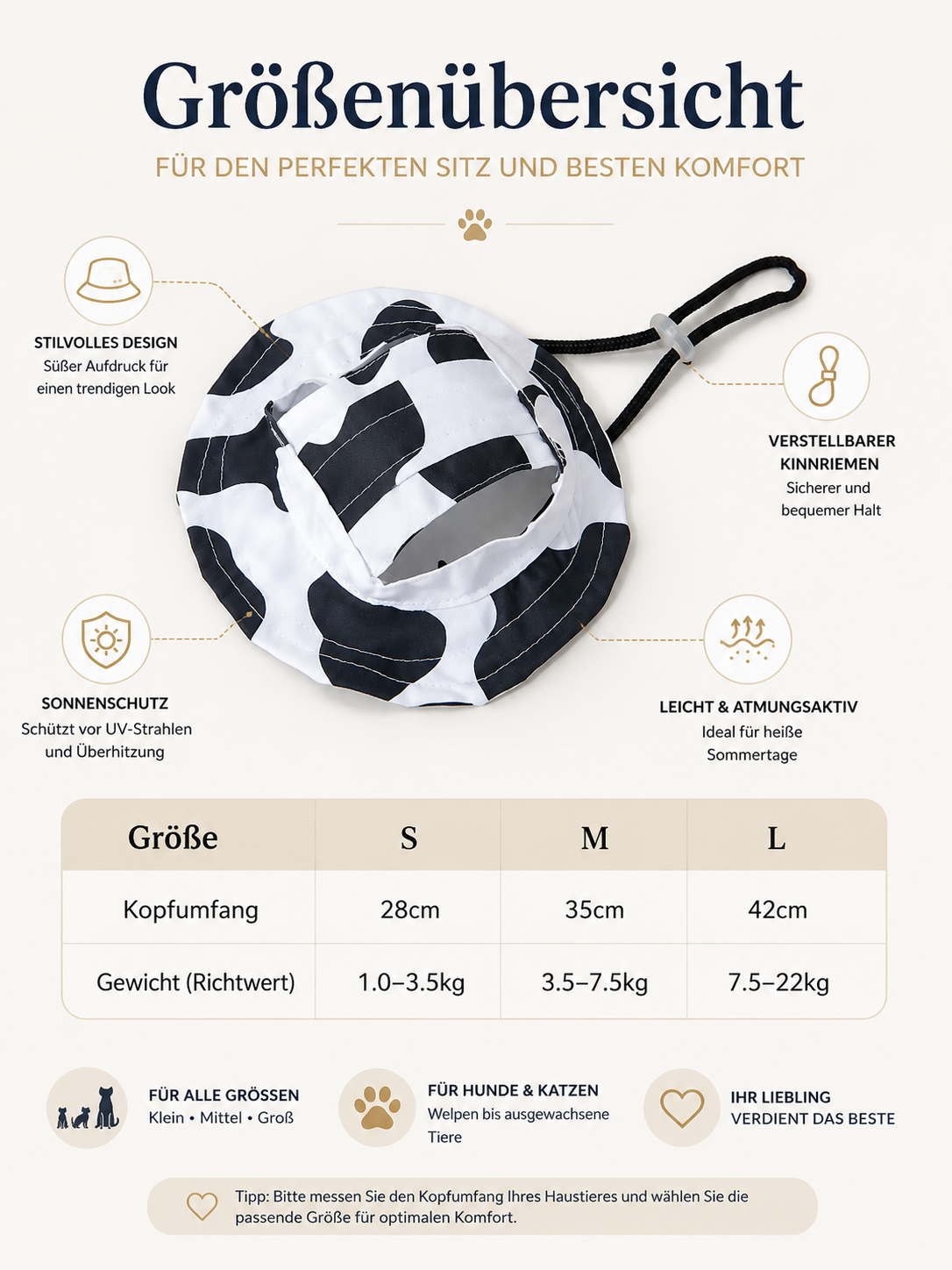 Verstellbarer Haustier Bucket Hat