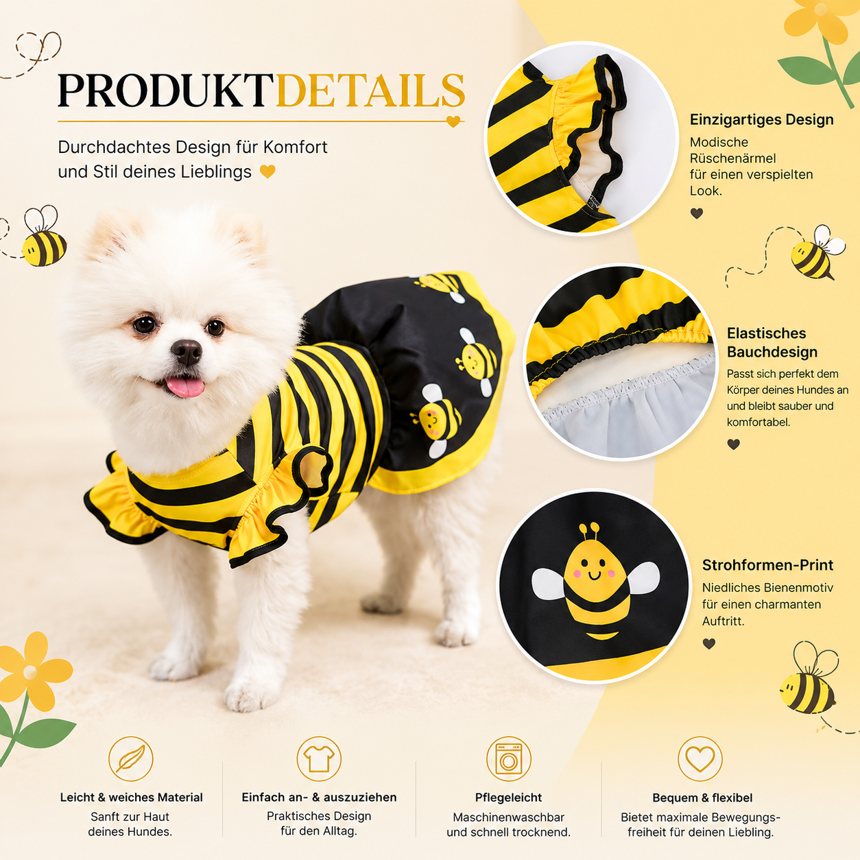 Bienenkleid für Hunde