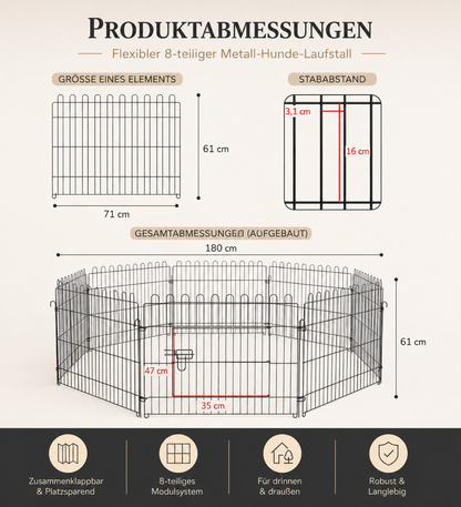 Premium Metall-Hunde-Laufstall