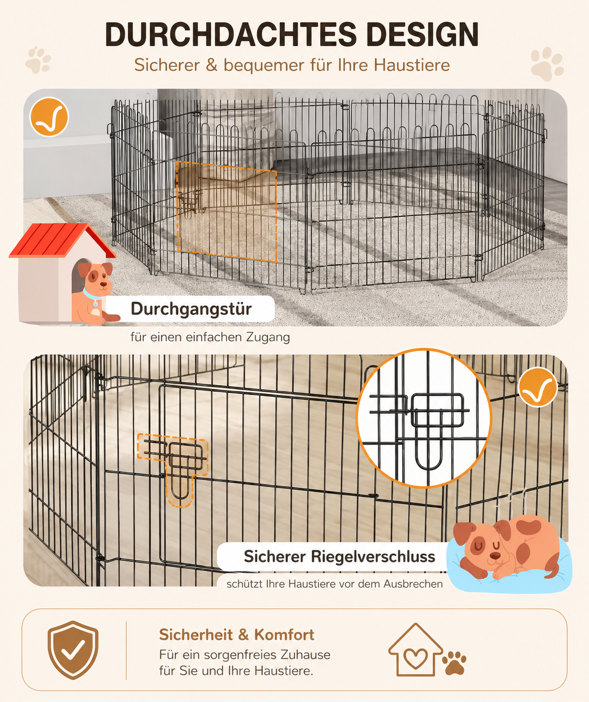 Premium Metall-Hunde-Laufstall